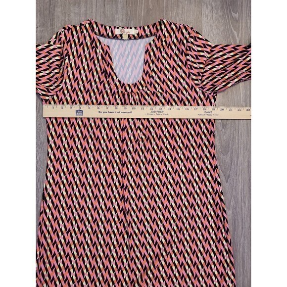 Aryeh Womens Tunic Dress V Neck Pink Geometric Print‎ Multicolor Size Large - Picture 8 of 14